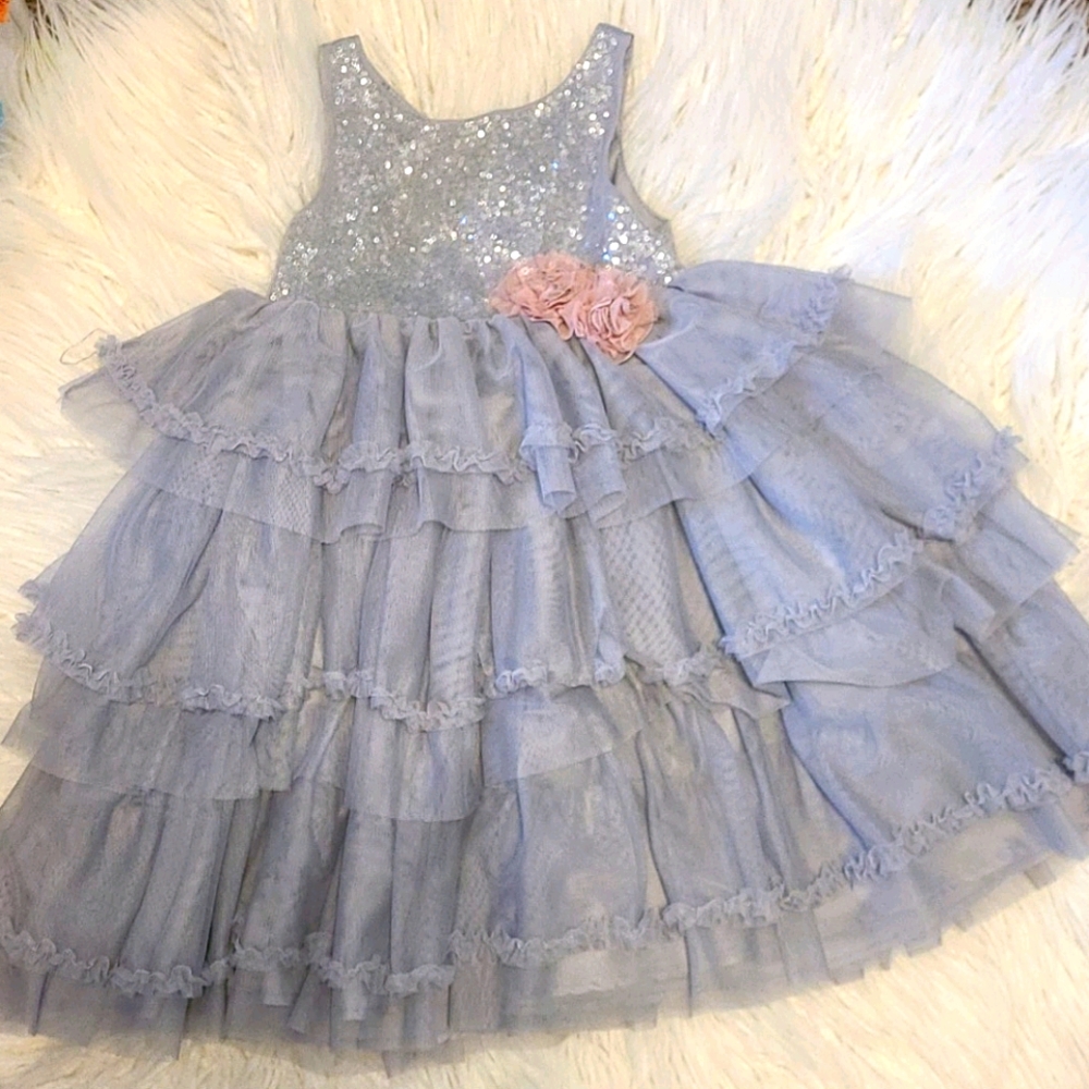 H&M Girls 5T Gray tulle/sequin Dress